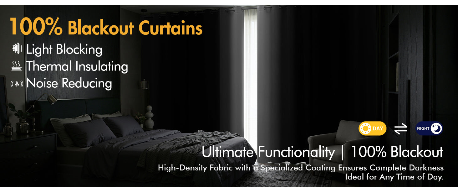 Ombre 100% Blackout Curtains, Navy Blue and Greyish White Full Room Darkening Thermal Insulated 84 Inches Long Drapes for Bedroom/Living Room Grommet Window Treatments Modern 52Wx84L, Set of 2