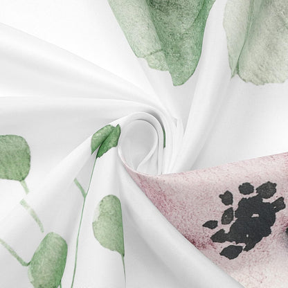 Watercolor Floral Shower Curtain, Sage Green Beige Flower Shower Curtain for Bathroom, Modern Minimalist White Waterproof Fabric Shower Curtain Set 72x72 Inch