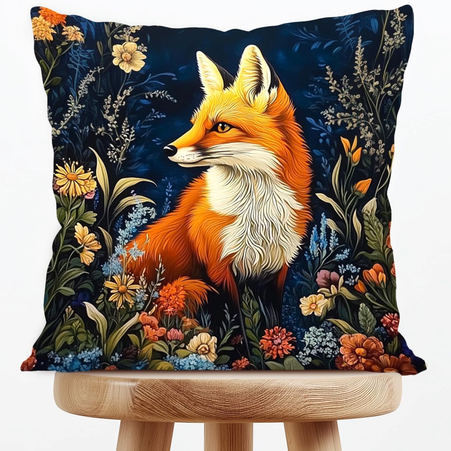 William Morris Abstract Vintage Print Floral Velvet Design Throw Pillow Covers Home Decor, Retro Art Decor Pillowcase Cushion Cover for Bed Sofa Living Room, Square 18x18inch (Black-Floral2)