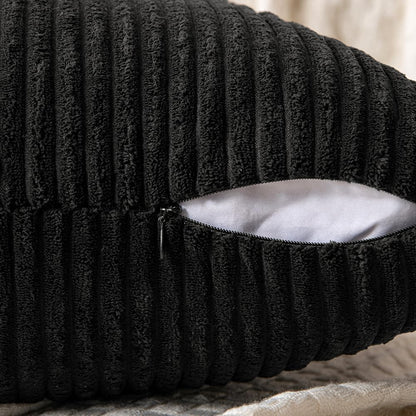 Black Decorative Throw Pillow Covers 18x18 Inch for Couch Bed Sofa Pack of 2 Boho Farmhouse Throw Pillows Soft Cross Corduroy Patchwork Textured Cushion Cases