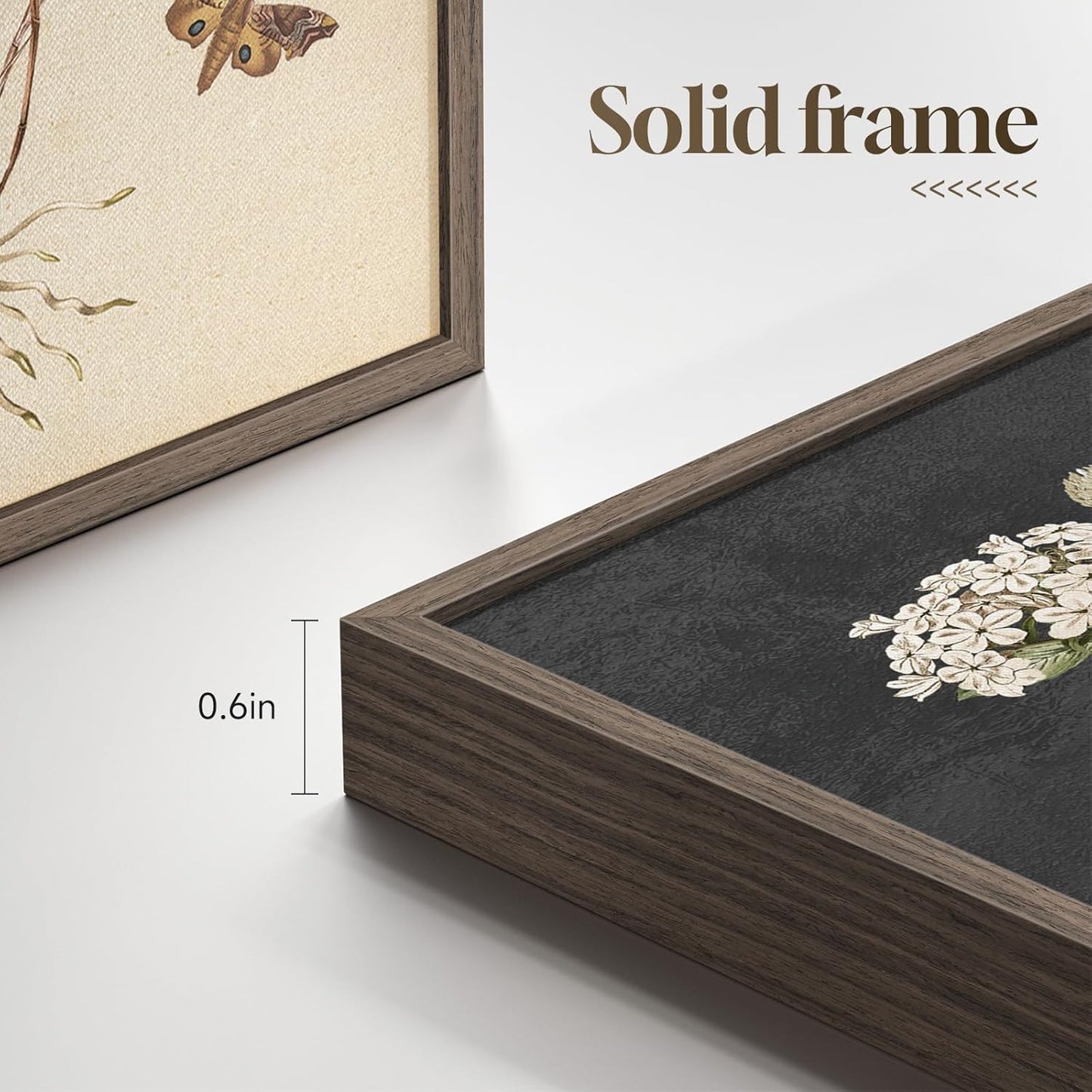Framed Vintage Botanical Wall Art Bedroom, 4 Piece Rustic Farmhouse Floral Canvas Prints Artwork, Neutral Flower Butterfly Pictures for Modern Farmhouse Living Room Kitchen Bathroom Wall Decor, 11x14