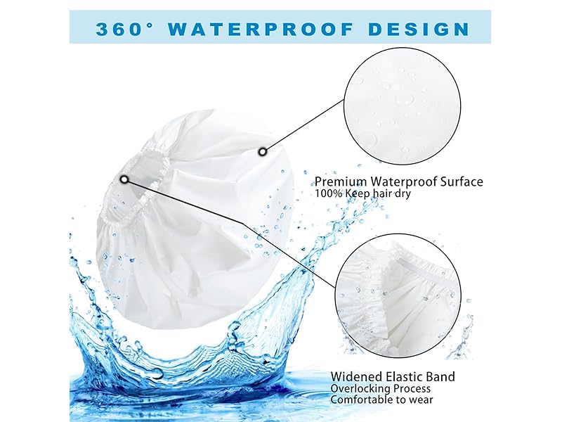 Super Jumbo Shower Cap 2 PCS Waterproof Shower Caps for Women, Extra Large Shower Cap, Reusable Super Large Bath Caps Hair Cap for Long Thick Curly Hair, Locs, Twist Braids - Black + White